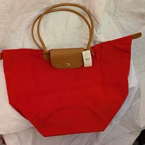 Lane Bryant Red Tote with Tan Handles